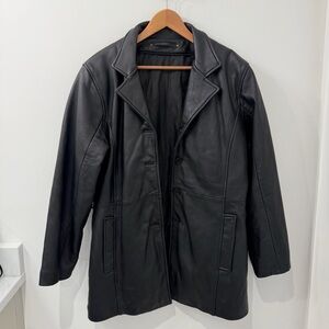 Vintage Women’s 90s Black Genuine Soft Leather Jacket, Size XL/XXL